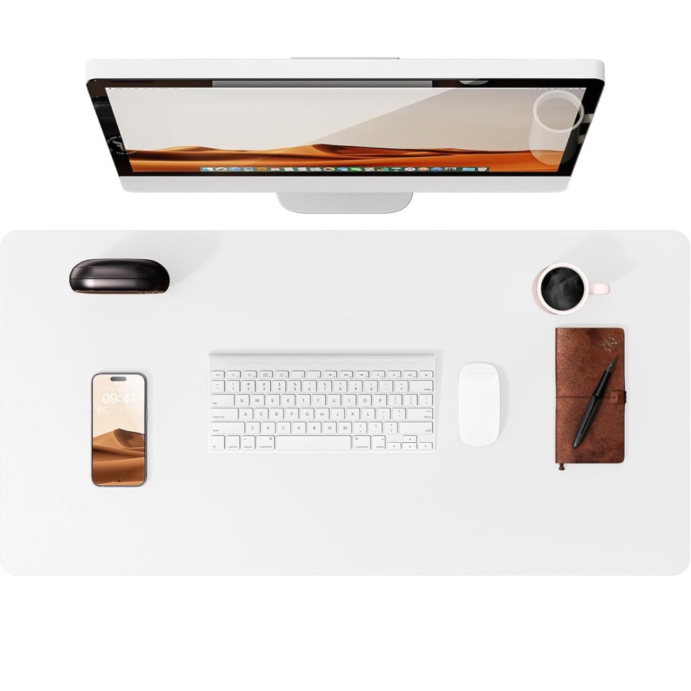 Desktopové rohože YSAGI 90 × 43 cm kožená podložka XXL Non-Slip White