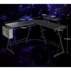 Metal angle desk Disc 127x127 cm black with carbon fiber top