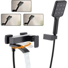 Baña de baño negro Baitje con ducha y auriculares de exposición