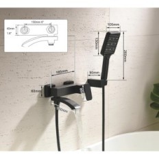 Black bath tub Baitje with shower and exhibition headset