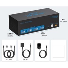 KVM CMSTEDCD 2xPC Switch em 3 monitores USB3.0 HDMI + 2DP com cabos