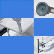 Um assento de chuveiro para pessoas mais velhas e deficientes