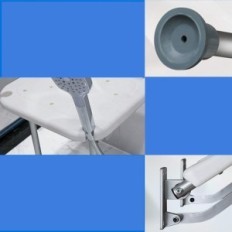Um assento de chuveiro para pessoas mais velhas e deficientes