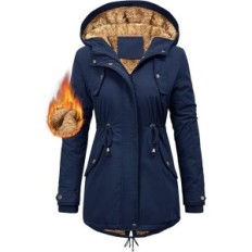 Jaqueta de inverno feminino a cmtop longa com um capuz aquecido com bolsos