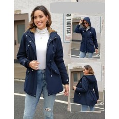 Winterjacke Damen CMTOP Langer mit einer mit Taschen erwärmten Haube
