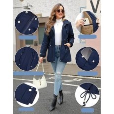 Winterjacke Damen CMTOP Langer mit einer mit Taschen erwärmten Haube