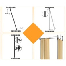 Skjerm med ramme og stang justerbar uten boring 280x317 cm utstilling