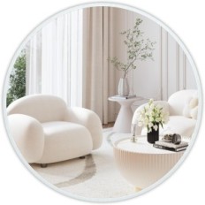 Speil Round Wall Dekorative Dripx 50 cm med aluminium hvit ramme