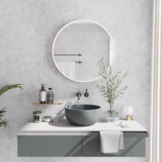 Miroir rond mur décoratif driparex 50 cm avec cadre blanc en aluminium