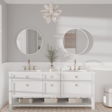 Mirara de pared redonda decorativa DRIPEX 50 cm con marco blanco de aluminio