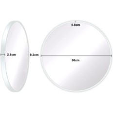 Mirara de pared redonda decorativa DRIPEX 50 cm con marco blanco de aluminio