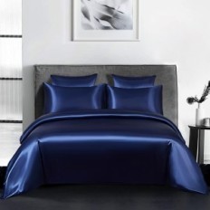 Un ensemble de satin de literie ashanlan 140x200 bleu oreiller bleu + taies d'oreiller
