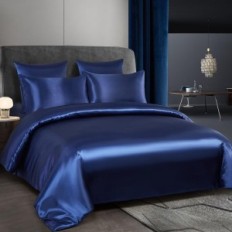 Um conjunto de cama de cetim Ashanlan 140x200 azul fronha + fronha