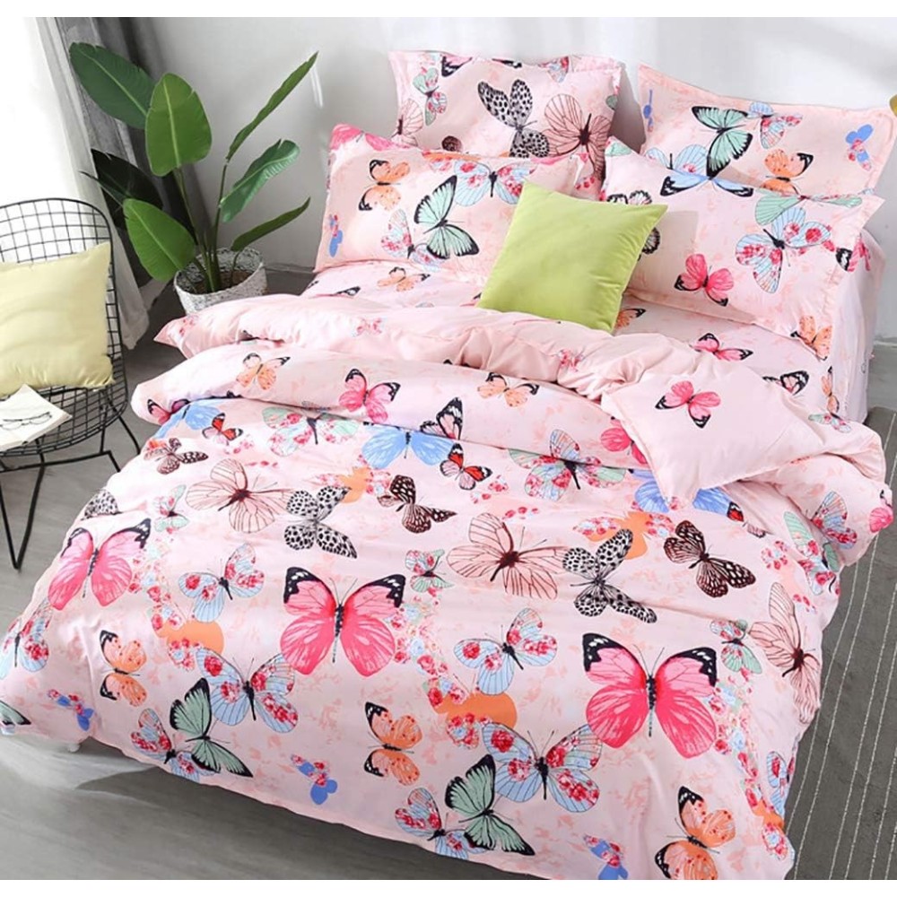 Dětské ložní prádlo Ashanlan 140x200 růžová v microfiber motýli