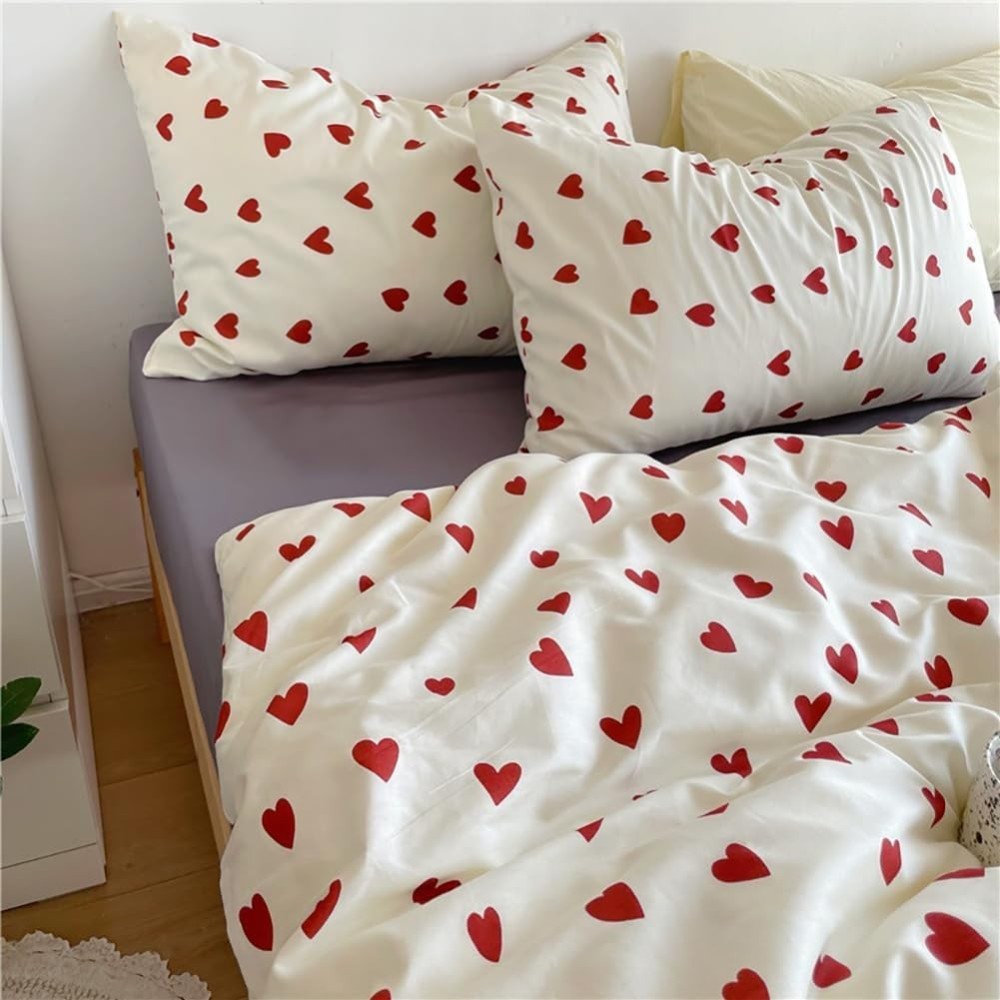 Biancheria da letto per bambini Ashanlan 140x200 nella federa cuore 70x90 in microfibra