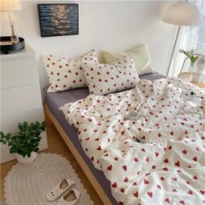 Lasten vuodevaatteet Ashanlan 140x200 sydämen tyynyliina 70x90 mikrokuitu