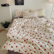 Lasten vuodevaatteet Ashanlan 140x200 sydämen tyynyliina 70x90 mikrokuitu