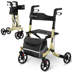 BALKONIK Walker Support for Senior with Sitting and Shopping Bag up to 136kg - Golden