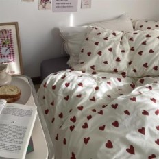 Literie Coton Ashatanlan 200x200 Blanc dans le coeur 2 taies d'oreiller 80x80