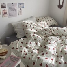 Voodipesu puuvill Ashanlan 200x200 Valge südames 2 Pillowcasesi 80x80