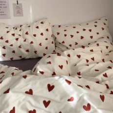 Biancheria da letto in cotone Ashanlan 200x200 Bianco nel cuore 2 Pillowcases 80x80