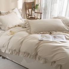 Beddengoed met furbanka Ashanlan 135x200 Beige Kussensloop 80x80cm Microfiber