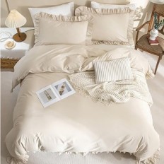 Sengetøj med Furbanka Ashanlan 135x200 Beige Pudebetræk 80x80cm Microfiber