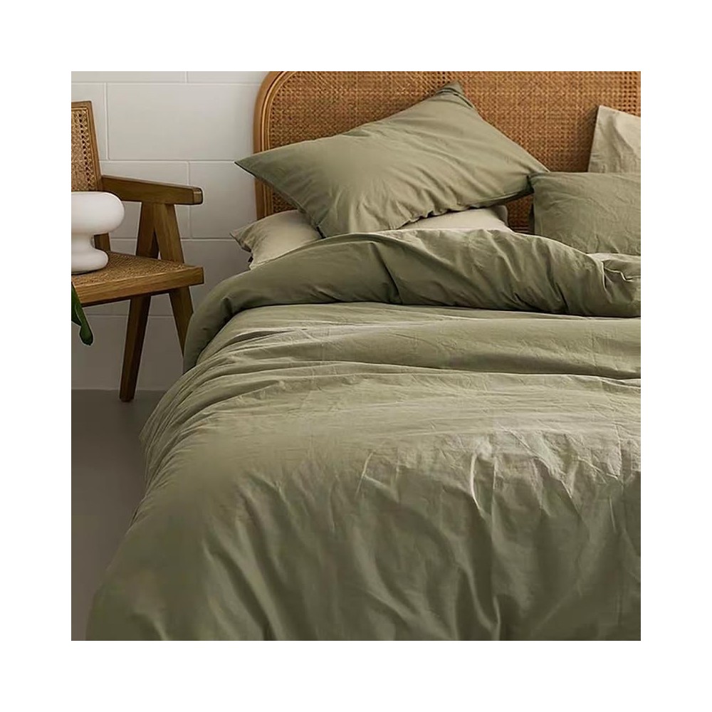 Vuodevaatteet Set Ashanlan 200x200 Vihreä 2 tyynyliinat 80x80 cm Microfiber