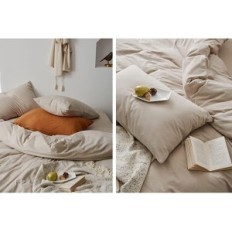 Biancheria in microfibra Ashanlan 140x200 beige 2-Piece con una federa 70x90