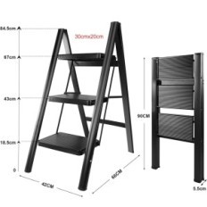 Teenz 3-Step Ladder Fällbara breda steg upp till 150 kg utställning
