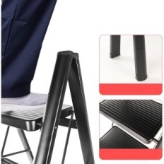 Teenz 3-Step Ladder Fällbara breda steg upp till 150 kg utställning