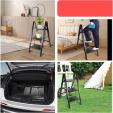 Teenz 3-step ladder Foldable wide steps up to 150 kg exhibition