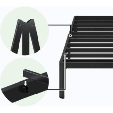 Metallbett LUTEN-JUGY 90x200 Black Big Carremboard Ausstellung