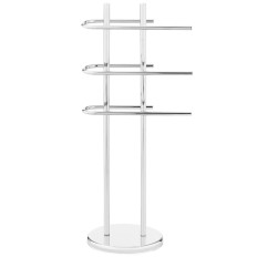 Support porte-serviettes pour 3 serviettes, sur pied, en acier chromé.
