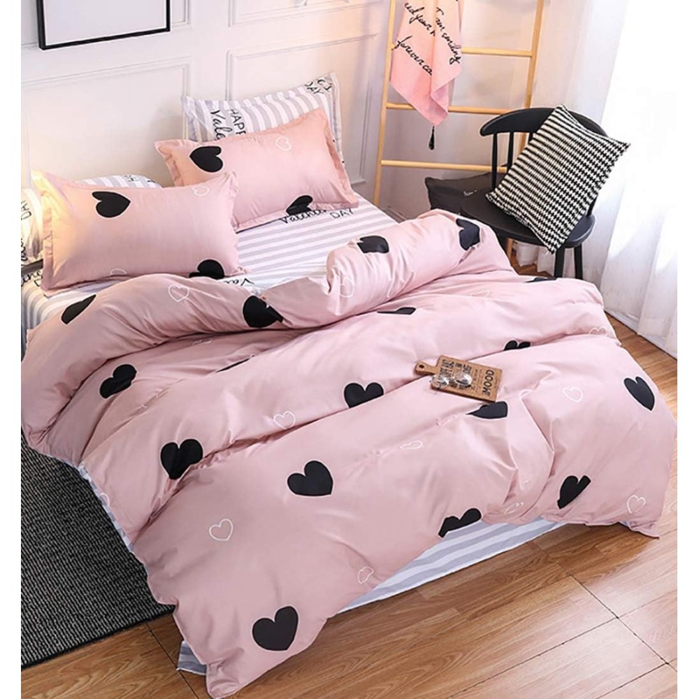 Literie pour enfants Ashanlan 2-El Rose 135x200 + 80x80 Thème Coeur