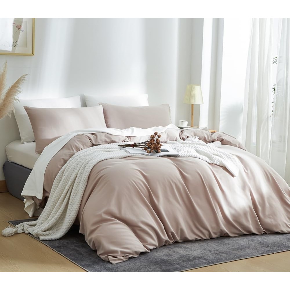 Microfiber Bedding 200x200 cm 3-bit Ashanlan med dragkedja, Khaki / Taupe