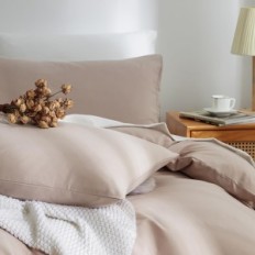 Microfiber Bedding 200x200 cm 3 peça Ashanlan com zíper, cáqui / taupe