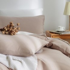 Microfiber-sengetøj 200x200 cm 3-delt Ashanlan med lynlås, Khaki / Taupe