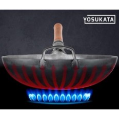 Used carbon steel wok 14 "Round Yesukata DNO Hand-made