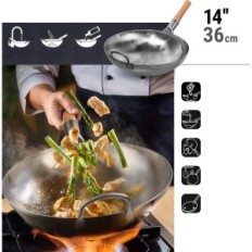 Used carbon steel wok 14 "Round Yesukata DNO Hand-made