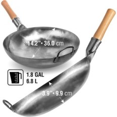 Used carbon steel wok 14 "Round Yesukata DNO Hand-made