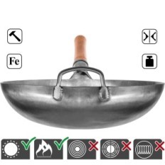Usado Carbon Steel Wok 14 "Rodada Yesukata DNO Feito à mão
