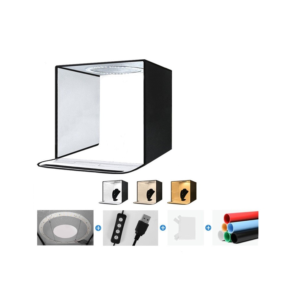 Foto Box 40x40 cm Folding photo tent with 3 backgrounds in different colors