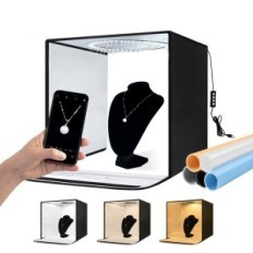 Foto-Box 40x40 cm Klapp-Fotozelt mit 3 Hintergründen in den verschiedenen Farben