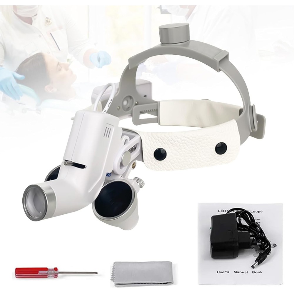 Zobu medicīnas lupa 3.5x420mm Ar LED 5W lampas regulējamu skolēnu attālumu