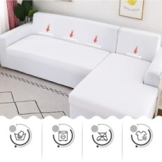 Jaotto Couverture de bleuet Blanc antidérapant élastique (3 + 3)