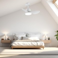 Ventilatore a soffitto con illuminazione a LED. Indimo 61 cm. Telecomando bianco