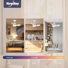 Stropní ventilátor s LED osvětlením. Newday 61cm. Bílé dálkové ovládání