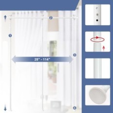 Cortina de compartimento de sala incompleta na haste de distribuição 280x317 cm
