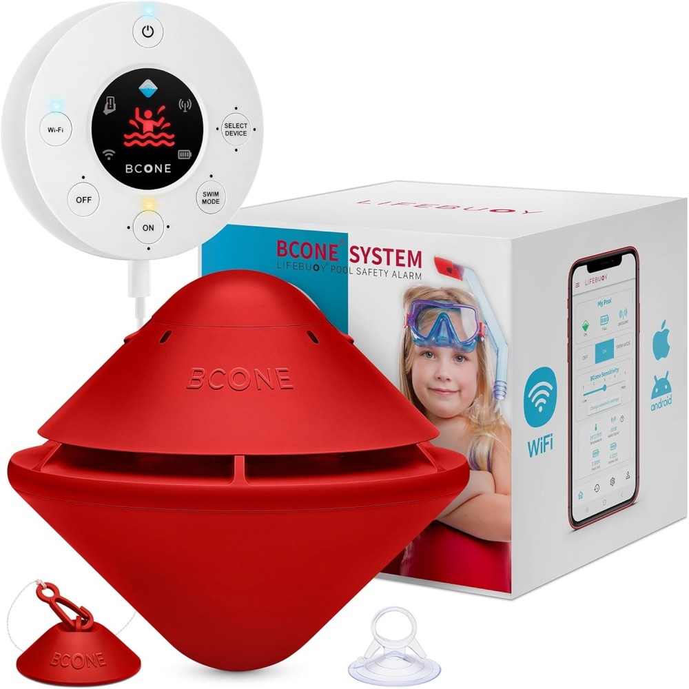 BCONE Lifebuoy Wi-Fi Poolalarm mit Anwendung und Alex Ausstellung